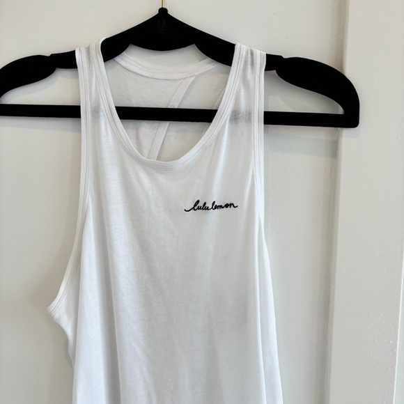 Lululemon All Tied Up White Womens Racerback Tank Top Embroidered Logo Open Back - Picture 3 of 8
